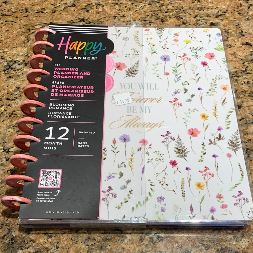 Happy Planner Floral Romance Wedding Organizer - Pink and White